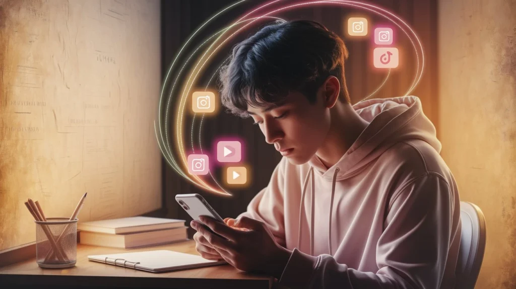 Person trying to control smartphone usage and reduce phone addiction