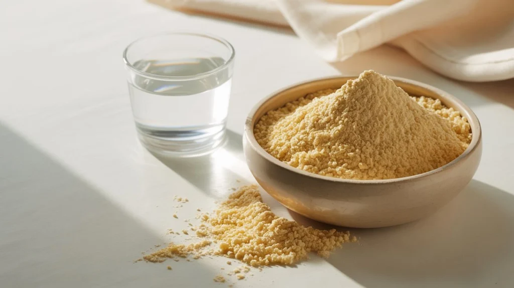 Natural tan removal pack made with besan and water for gentle exfoliation