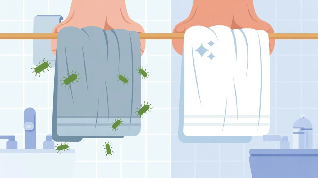 Comparison of dirty towel vs clean towel and how towels affect body odor