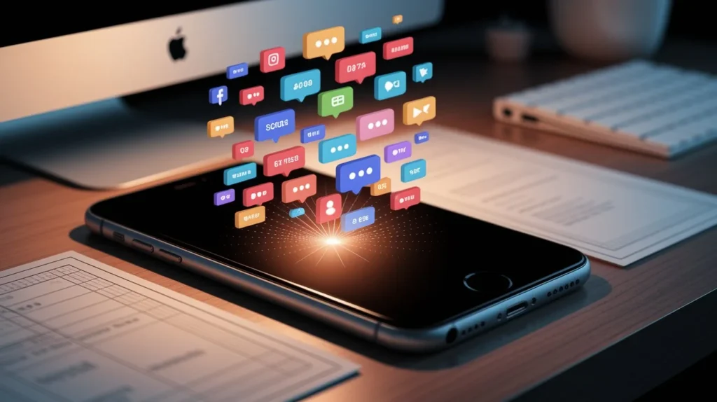 Example of excessive smartphone notifications causing distraction