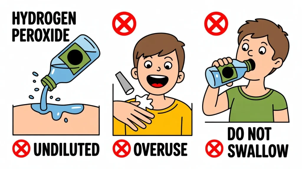 hydrogen peroxide misuse undiluted daily overuse illustration