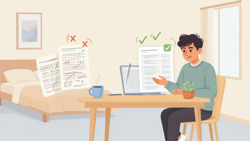 Common resume mistakes being corrected on a first job resume