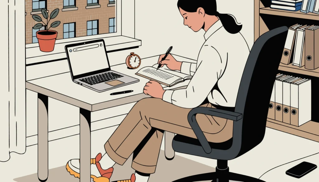 Student using a five-minute timer and simple study routine to stop procrastinating