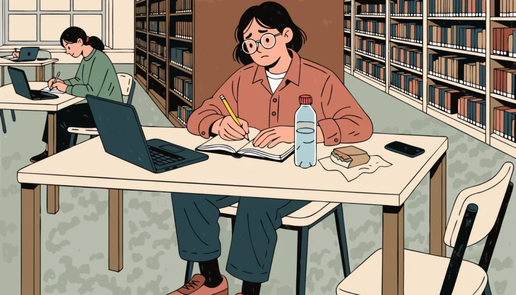 Student completing a small study task despite having low motivation