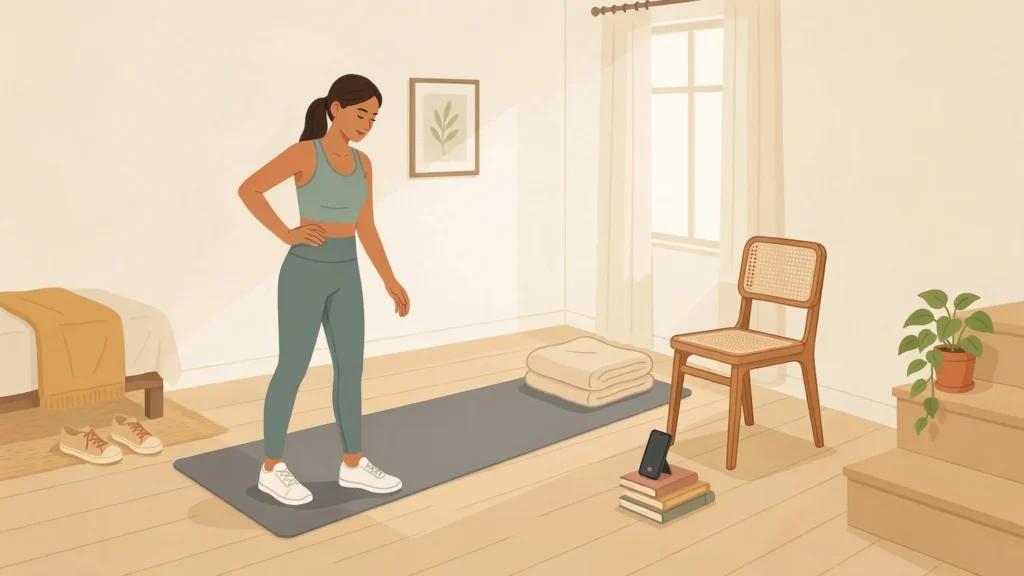 Zero-cost home workout setup with no equipment